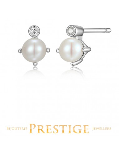 ELLE "Birthstone" Jun Rhodium Plated Genuine 5mm White Pearl chez Cornerstreet bien 