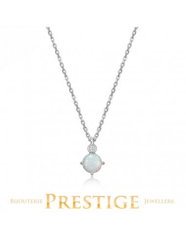 ELLE "Birthstone" Oct Rhodium Plated Created 6mm Round Opal Le MVP de beaucoup