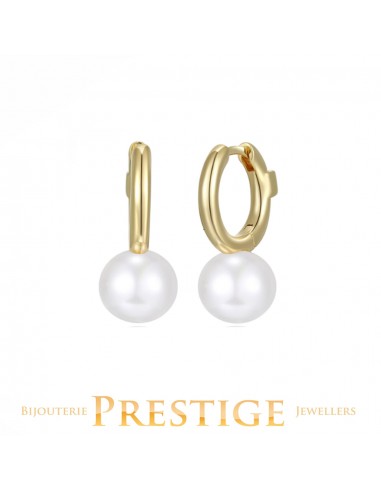 ELLE. "Simpatico" Gold Plated Huggie Hoop With White Shell Pearl Par le système avancé 