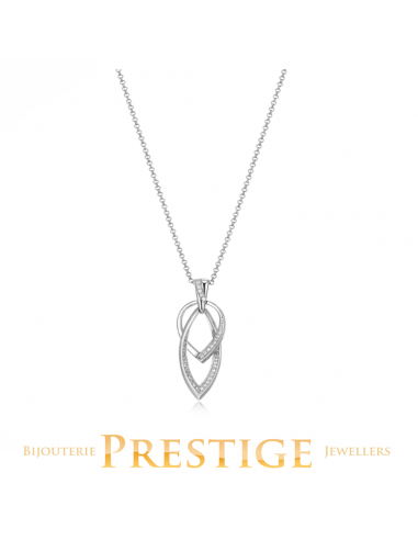 ELLE "Swing" Rhodium Plated Interlocking Marquise & Pear Link Faites des économies