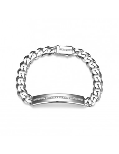 ETHOS "ID" RHOD PLTD CRTD WHITE SAPPHIRE ID (9.5X48.5) BRACELET 8.5" de technologie