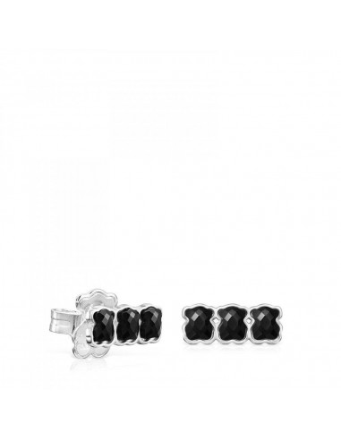 Tous Mini Onix - Color Earrings in Silver with three Onyx bears 918453570 pas cher 