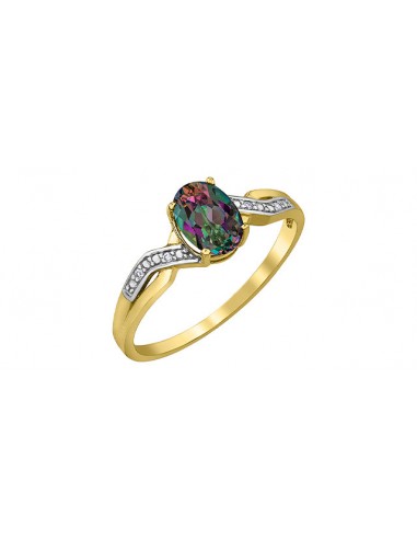 Mystic Topaz & Diamond Ring 10 Karat Gold est présent 