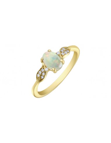 Opal & Diamond Ring 10 Karat Gold pas cheres