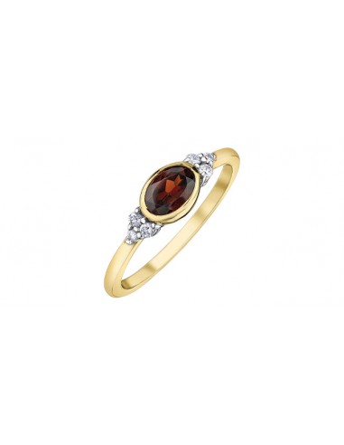 Garnet & Diamond Ring 10 Karat Gold français