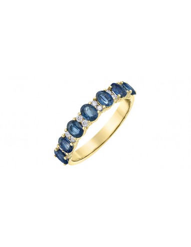 Blue Sapphire & Diamond Band 10 Karat Gold de France