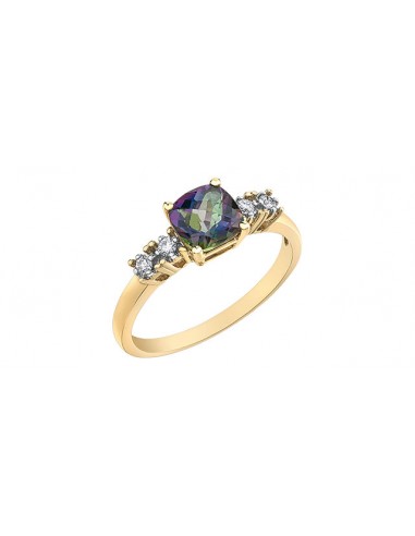 Mystic Topaz & Diamond Ring 10 Karat Gold pas cher chine