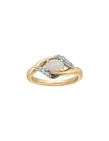 Opal & Diamond Ring 10 Karat Gold le concept de la Pate a emporter 