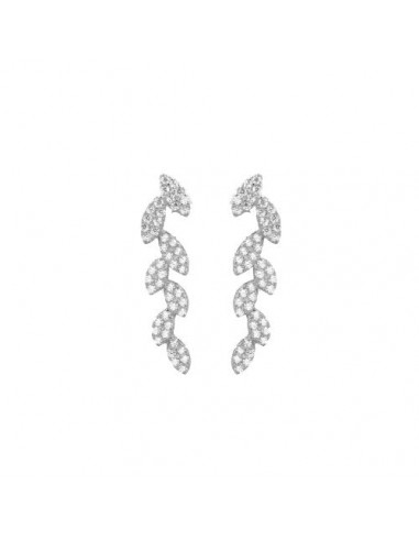 Earrings - Sterling Silver 925 Leaf Ear Climbers Rhodium ouvre sa boutique