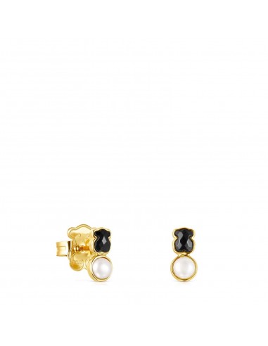 Tous Glory Earrings in Vermeil Silver with Onyx and Pearl 918593600 basket pas cher