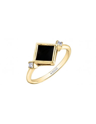 Black Onyx & Diamond Ring 10 Karat Gold - Maple Leaf Canadian Diamonds JUSQU'A -70%! 