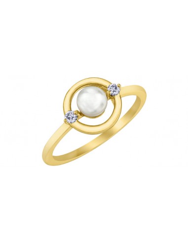 Cultured Pearl & Diamond Ring 10 Karat Gold - Maple Leaf Canadian Diamonds français