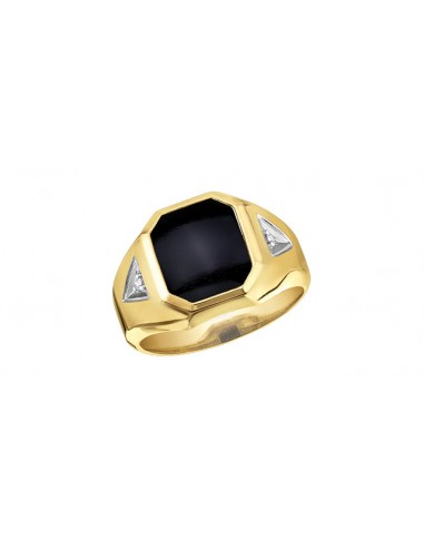 Gents Black Onyx & Diamond Ring 10 Karat Gold (0.03CT TDW) plus qu'un jeu 