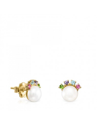 Tous Gold Real Sisy Earrings with small Pearl and Gemstones 812453020 store