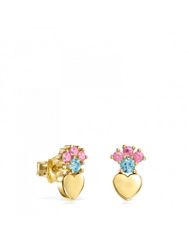 Tous Gold Real Sisy heart Earrings with Gemstones 812453030 français