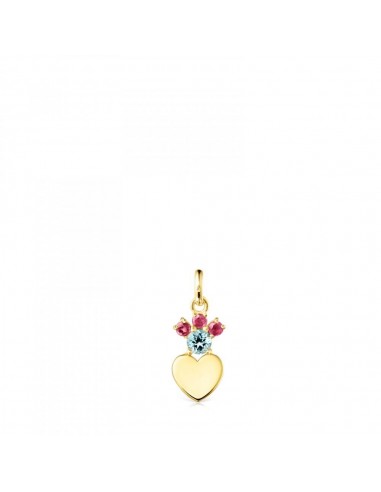 Tous Gold Real Sisy heart Pendant with Gemstones 812454020 outlet