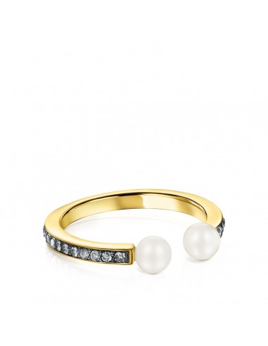 Tous Nocturne Ring in Gold Vermeil with Diamonds and Pearls 918445510 acheter