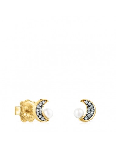 Tous Nocturne half-moon Earrings in Gold Vermeil with Diamonds and Pearl 918443800 Par le système avancé 