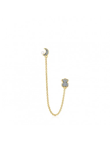 Tous Nocturne double 1/2 Earring in Gold Vermeil with Diamonds and Pearl 918443630 Comparez plus de prix