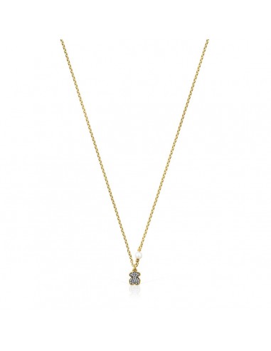 Tous Nocturne bear Necklace in Gold Vermeil with Diamonds and Pearl 918442590 la chaussure