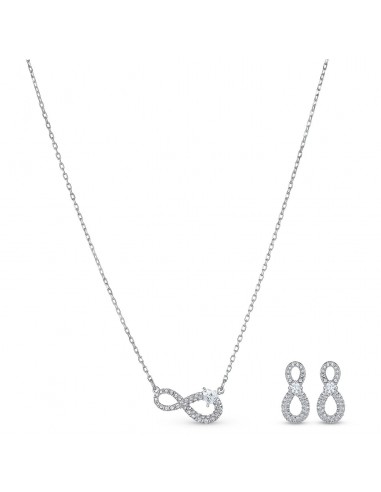 Swarovski Infinity Set, White, Rhodium plated 5540702 français