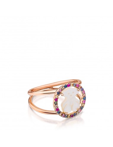 Tous Rose Vermeil Silver Camille Ring with Mother-of-Pearl and multicolored Sapphire 712165521 Les magasins à Paris