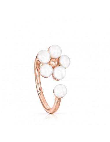 Tous Rose Gold Vermeil Real Sisy Ring with Pearls 812455510 pas cher 