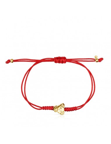 Tous Chinese Horoscope Dog Bracelet in Gold and Red Cord 918431090 prix