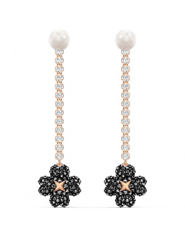 Swarovski Latisha Pierced Earrings, Black, Rose-gold tone plated 5516426 Véritable concentré