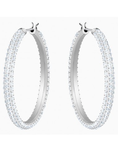 Swarovski Stone Hoop Pierced Earrings, White, Rhodium plating 5389432 prix pour 