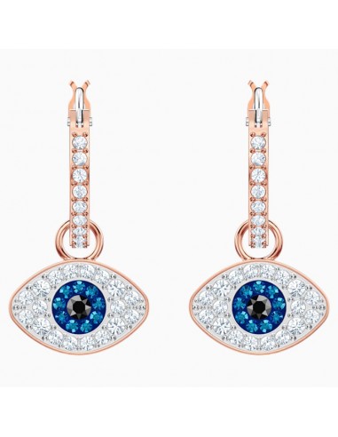 Swarovski Symbolic Evil Eye Hoop Pierced Earrings, Multi-colored, Rose gold plating 5425857 Venez découvrir notre 