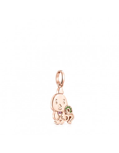 Tous Chinese Horoscope Rooster Pendant in Rose Gold Vermeil, Ruby and Chrome Diopside 918434570 plus qu'un jeu 