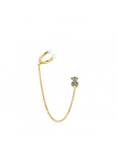 Tous Nocturne 1/2 Earring in Gold Vermeil with Diamonds and Pearl 918443640 plus qu'un jeu 