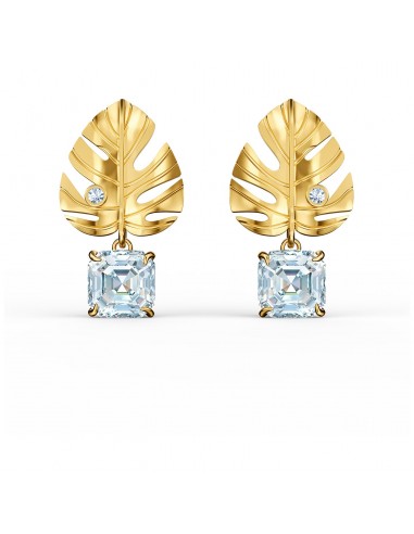 Swarovski Tropical Leaf Pierced Earrings, White, Gold-tone plated 5519253 pas cher 