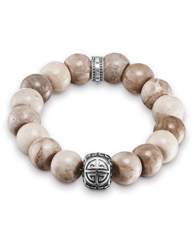 Thomas Sabo Herren Bracelet 925 Silver Beige Ethno Power A1577-353-16-L18 les ligaments